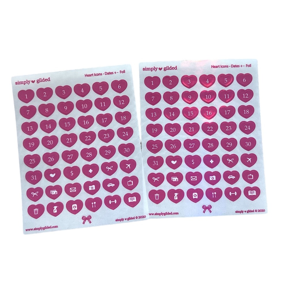 Simply Gilded heart icons-dates Sticker Sheet set of 2
